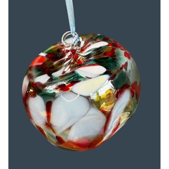 N/A Other - Hand Blown Art Glass Apple Ornament Hot Glass 2015 Bruised Apple Design 4"